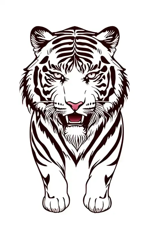 Traditional Jungle Themed Tiger Surrounded