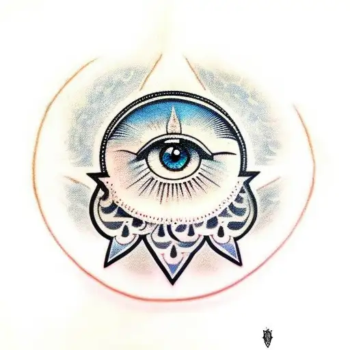Hamsa Symbol And Eye Whith Cloud And Lightning