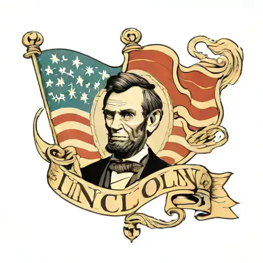 Name Lincoln With American Flag Intertwined