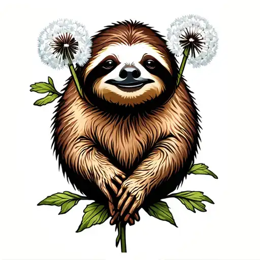 Sloth With Dandelion