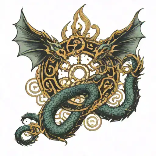 A Dragon Intertwined With A Dna Strand Symbolizing Self Growth