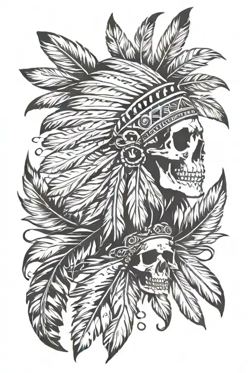Indian Feathers With Skulls