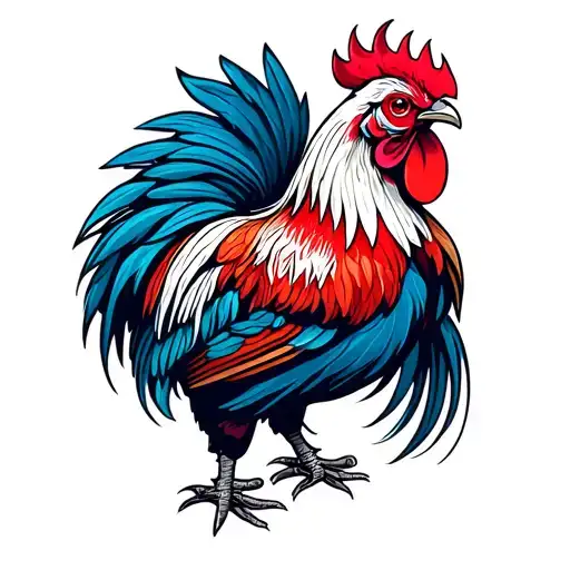 Coq Tribal Bleu Blanc Rouge