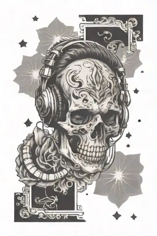 Skull Wearing Headphones