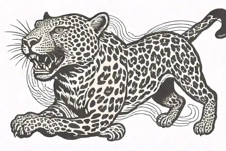 A Leopard Leaping While Running