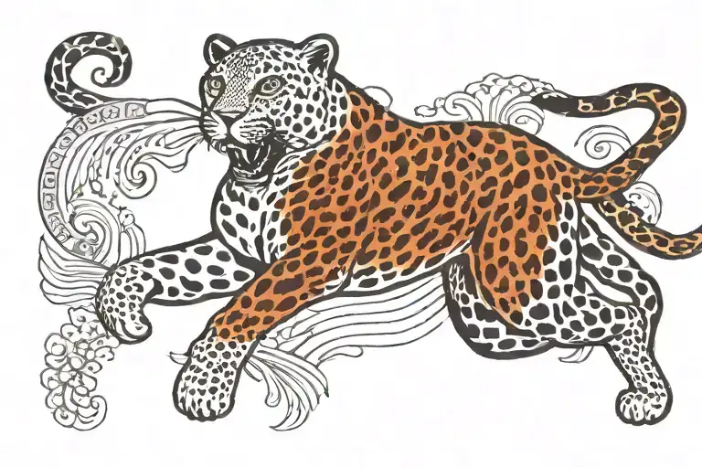 A Leopard Leaping While Running