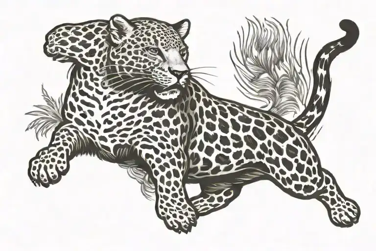 A Leopard Leaping While Running