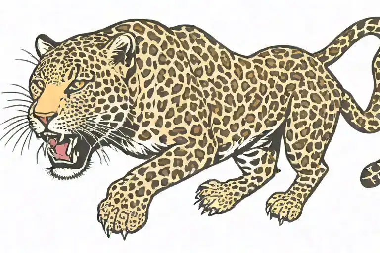 A Leopard Leaping While Running