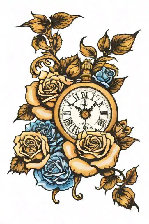 Clock Face Rose And Blue Eye