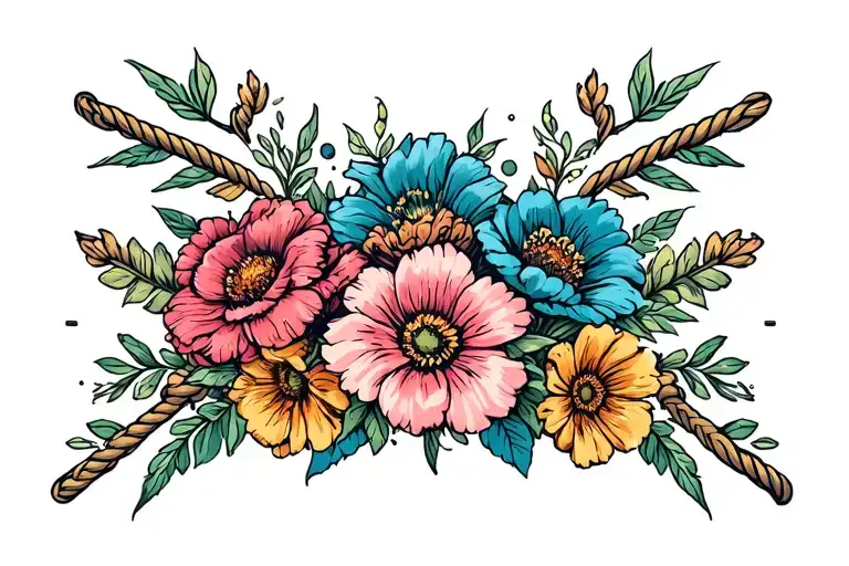 Multiple Flower Tattoo Rope