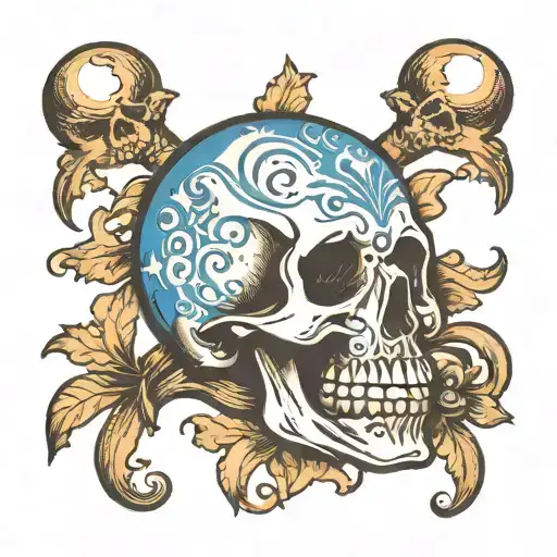 Skull With Blue Markings