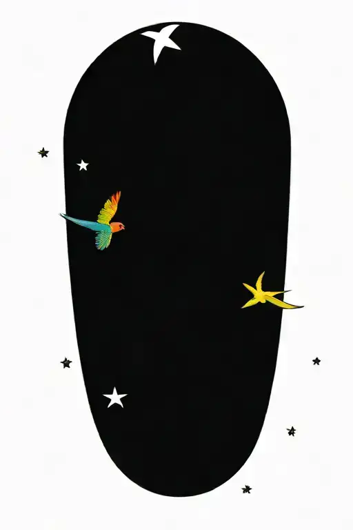 Rainbow Lorikeet Flying With Stars