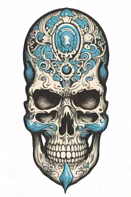 Skull With Blue Markings
