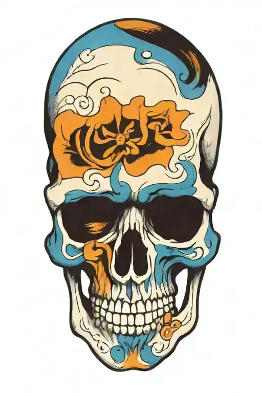 Skull With Blue Markings