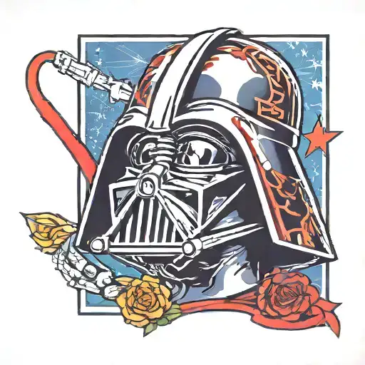 Colored Darth Vader Tattoo Mostly Red Colors