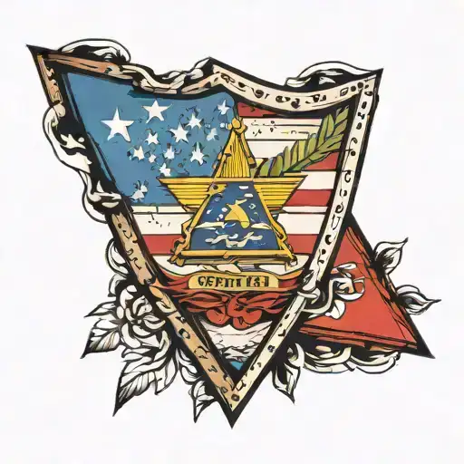 Triangular Shield With The Flag Of Venezuela Filled