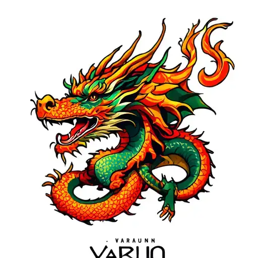 Varun Name Dragon Logo Combined