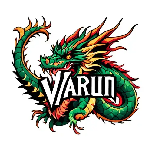 Varun Name Dragon Logo Combined Symbol Consisting