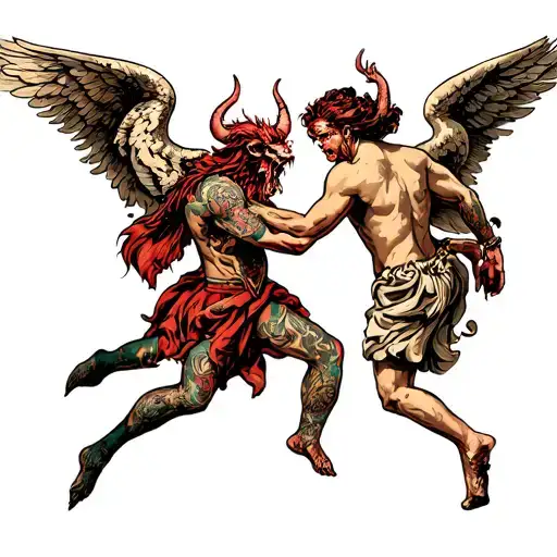 Demons And Angels Fighting