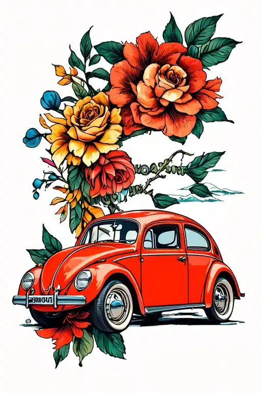 American Traditional Volkswagen Bettle Half Sleve
