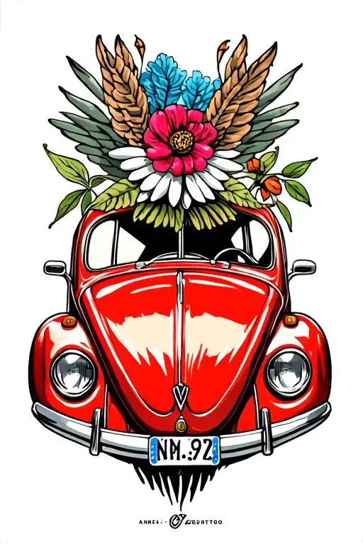 American Traditional Volkswagen Bettle Half Sleve