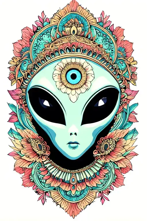 A Mandala And An Alien With A Third Eye