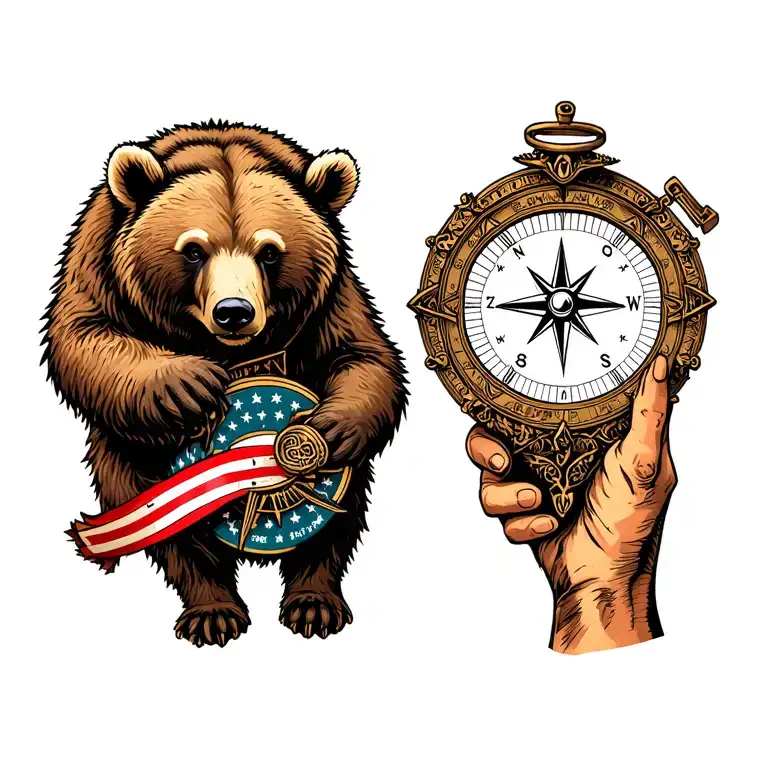 True Northstart Compass With A Bear Holding
