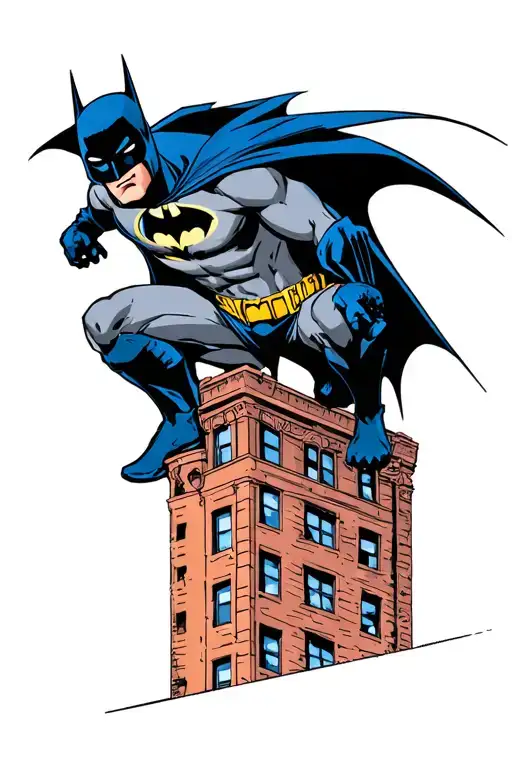Batman From Batman The Animated Series Crouching On Top Of Building