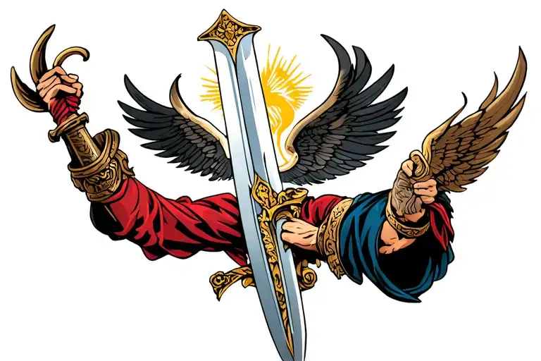 Holy Spirit And Warrior Wielding A Sword