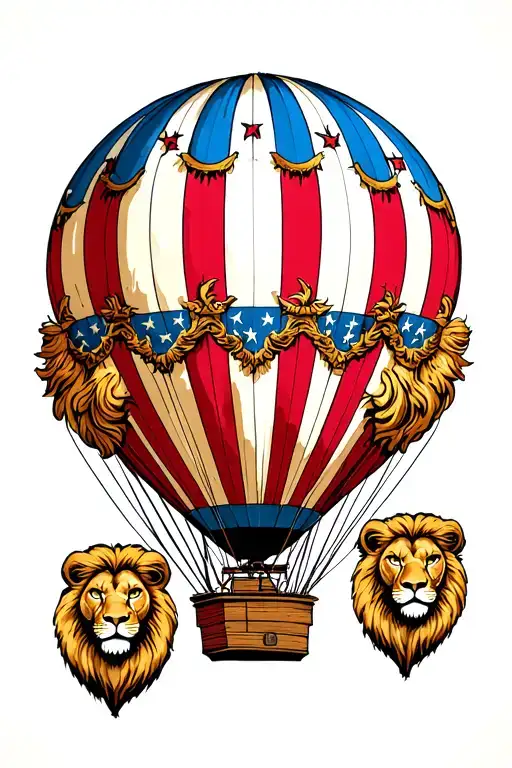 Hot Air Balloon With Lion Head Motifs In The Balloon