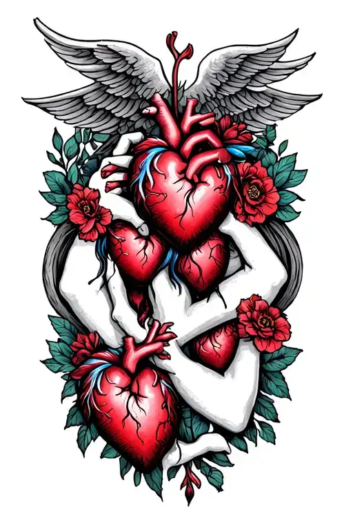 3 Humans Hearts Connected