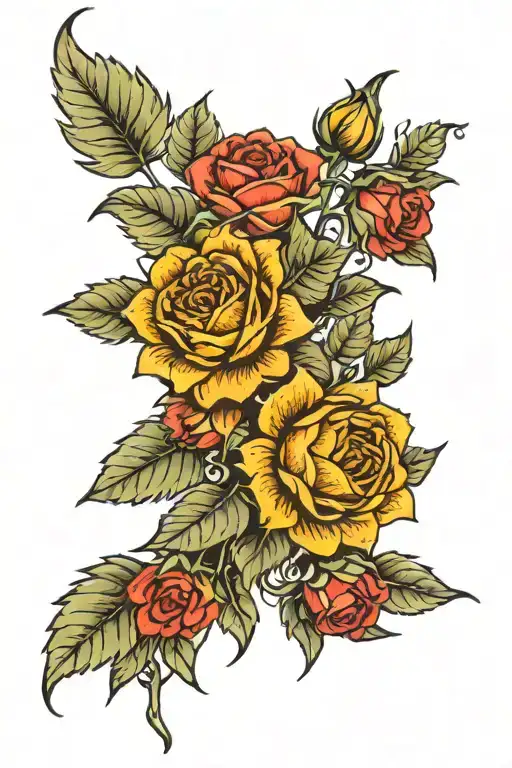 Sunflowers And A Rose Bouquet