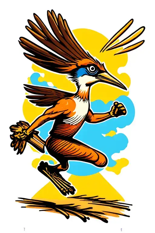 Road Runner Sprinting Alongside A Runner