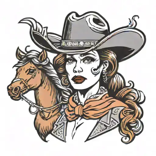 Old School Cowgirl Wearing A Cowboy Hat