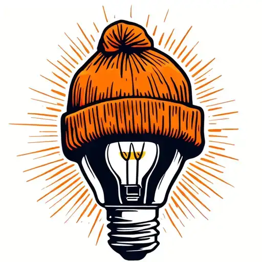 Light Bulb Wearing An Orange Beanie