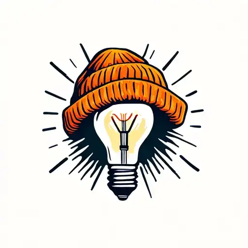 Light Bulb Wearing An Orange Beanie