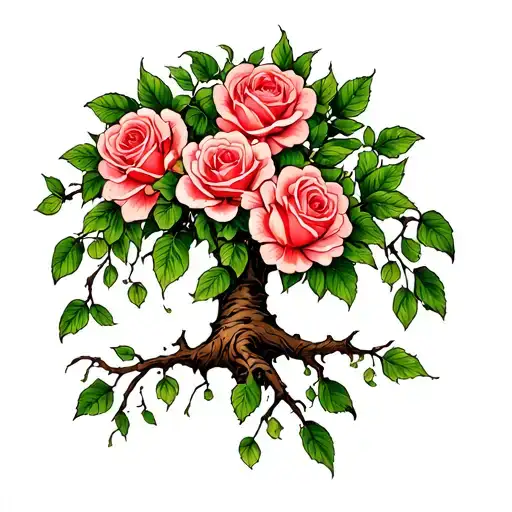 Willow Tree With Roses