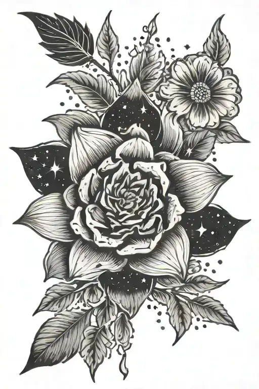 Inverted Galaxy Tattoo In The Shape Of A Flower