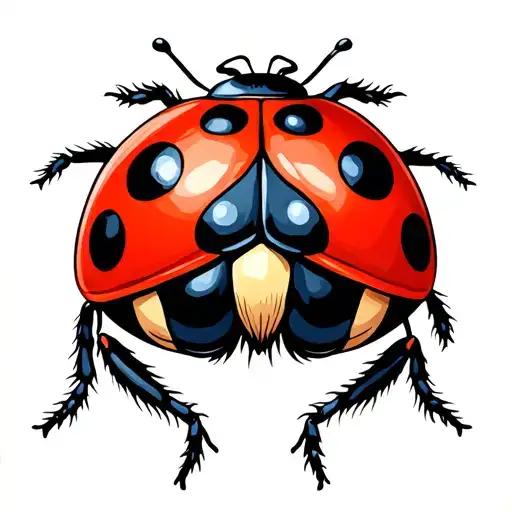 A Oran E Lady Bug With 7 Dots And The Japanese Symbols For Lady Bug