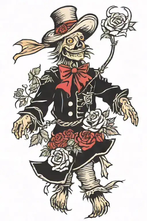 Standing Scarecrow With Roses