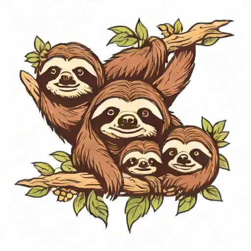 Sloth Family Of 3