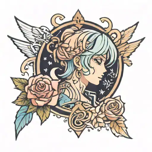 An Anime-inspired Tattoo With Transgender Symbolism In A Traditional Style