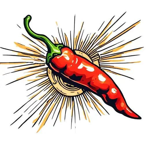 Chili Pepper With Sun Rays
