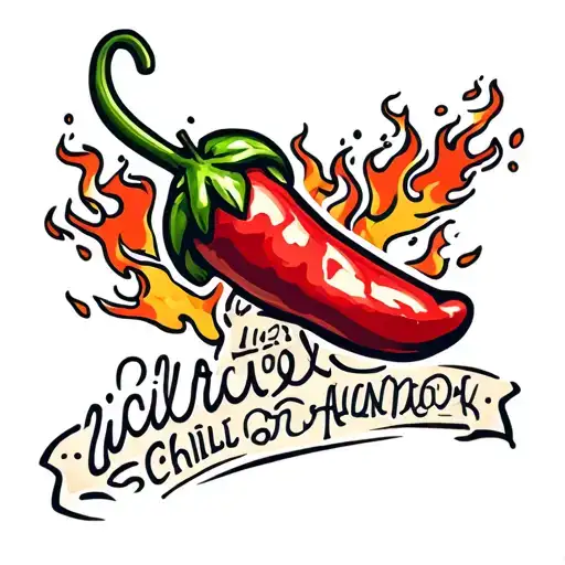Chili Pepper With Flame Back Ground