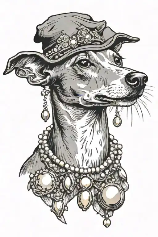 Italian Greyhound With A Pearl Necklace