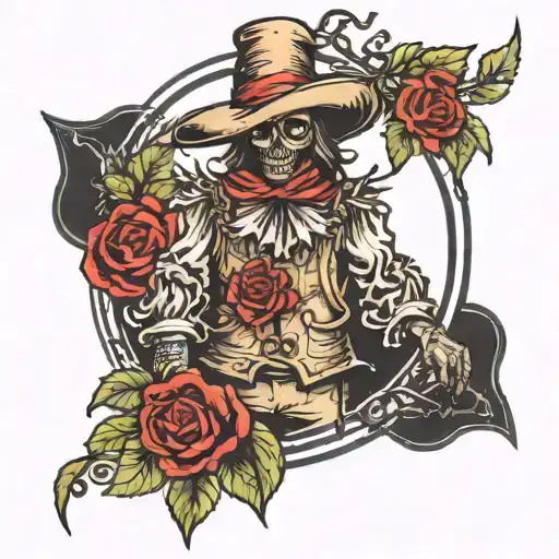 Standing Scarecrow With Roses