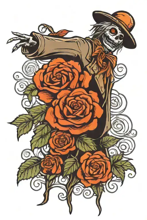 Scarecrow Standing With Roses