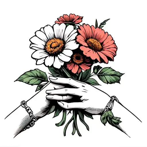 Hand Holding 3 Flowers