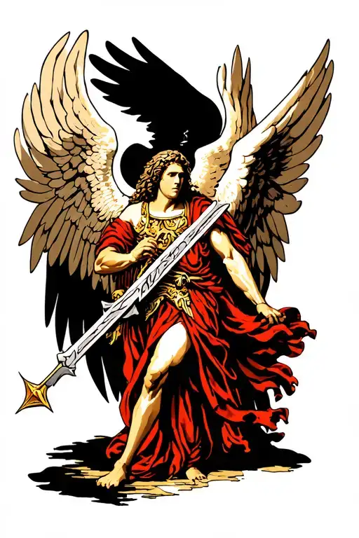 St Michael The Archangel Slaying Satin