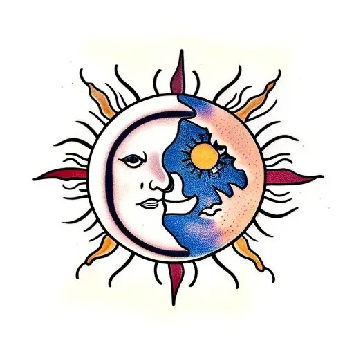 Sun And Moon Drinking Wine